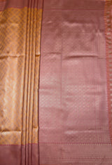 MIMOSA Peach Kanjivaram Art Silk Saree — pallu detail on model
