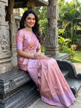 MIMOSA Pink Kanjivaram Art Silk Saree — mid-section showing drape and bangles