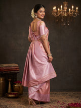 MIMOSA Pink Kanjivaram Art Silk Saree — side view of border detail