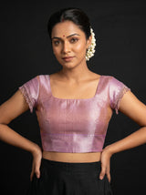 MIMOSA Pink Kanjivaram Art Silk Saree — detail of fabric texture