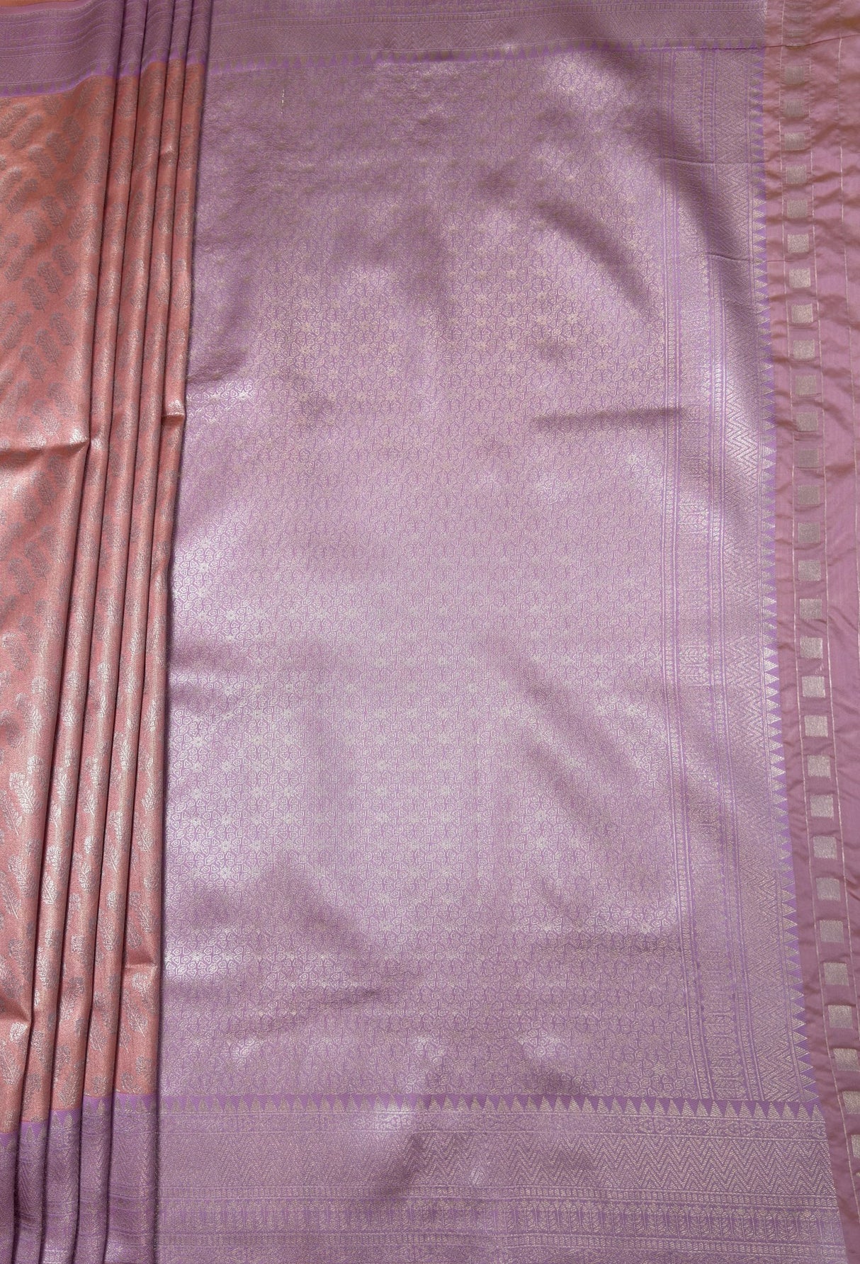 MIMOSA Pink Kanjivaram Art Silk Saree — pallu detail on model