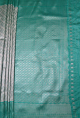 MIMOSA Rama Kanjivaram Art Silk Saree — pallu detail on model