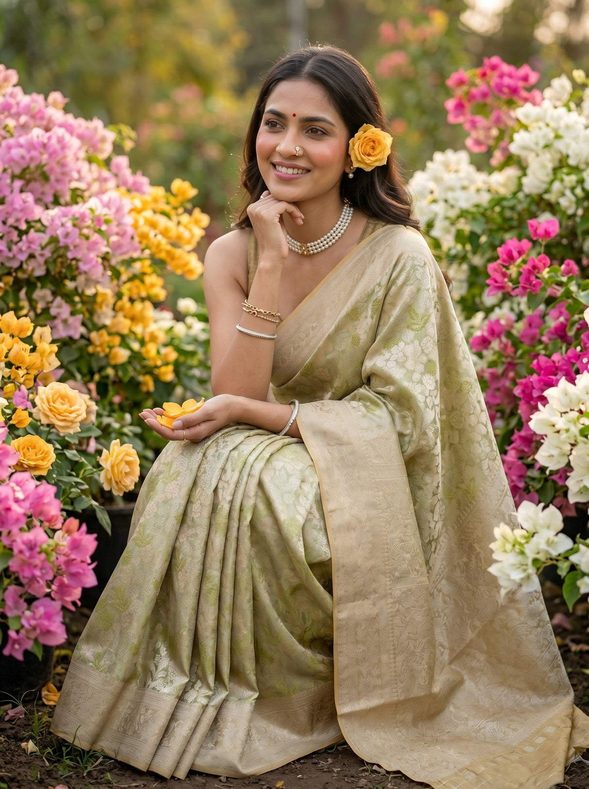 MIMOSA Olive Saree Saree — pose 8 styling detail
