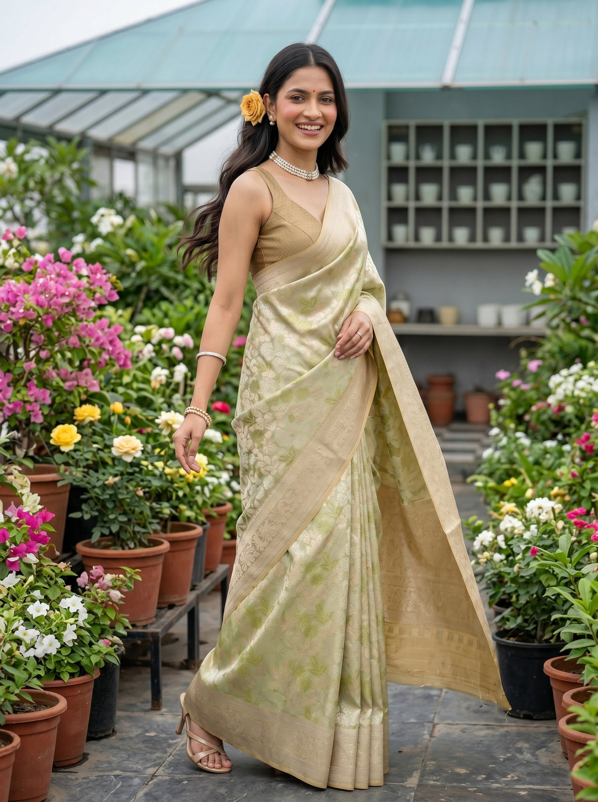 MIMOSA Olive Saree Saree — pose 9 styling detail