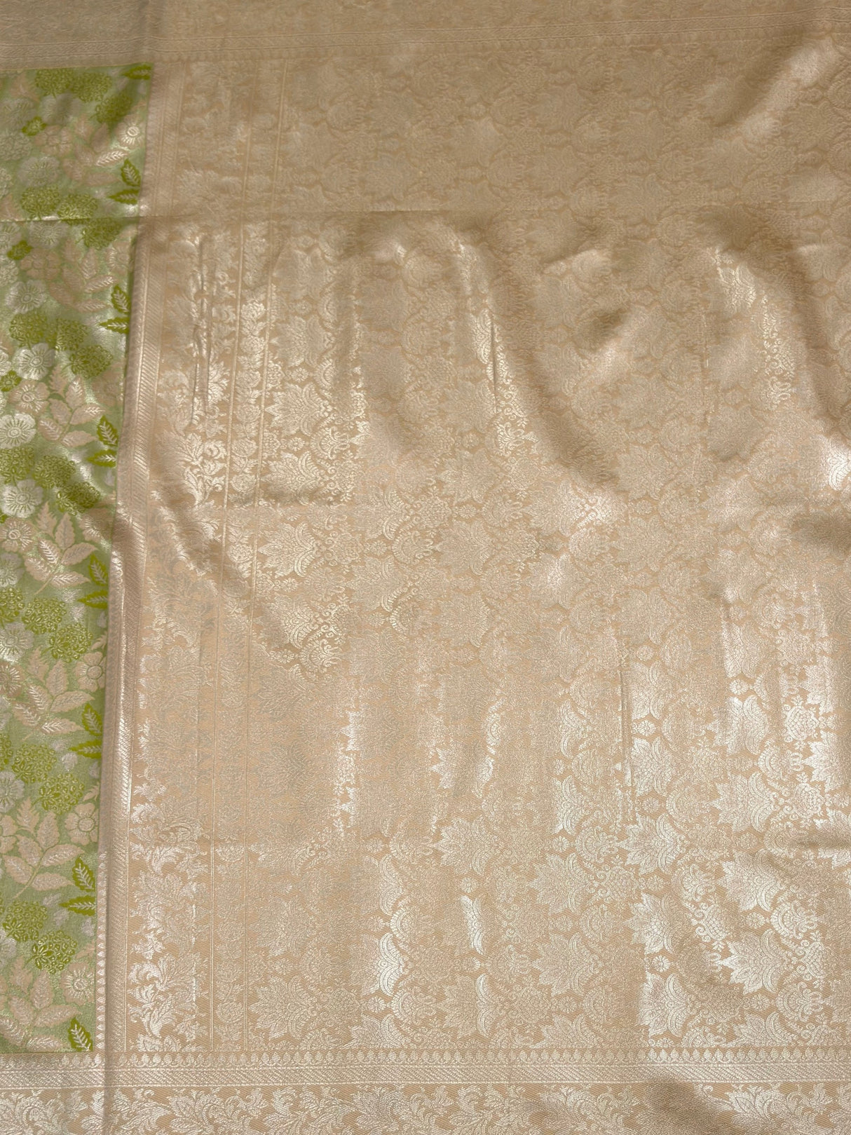 MIMOSA Olive Saree Saree — pallu and zari work detail