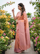 MIMOSA Peach Saree Saree — pose 3 styling detail
