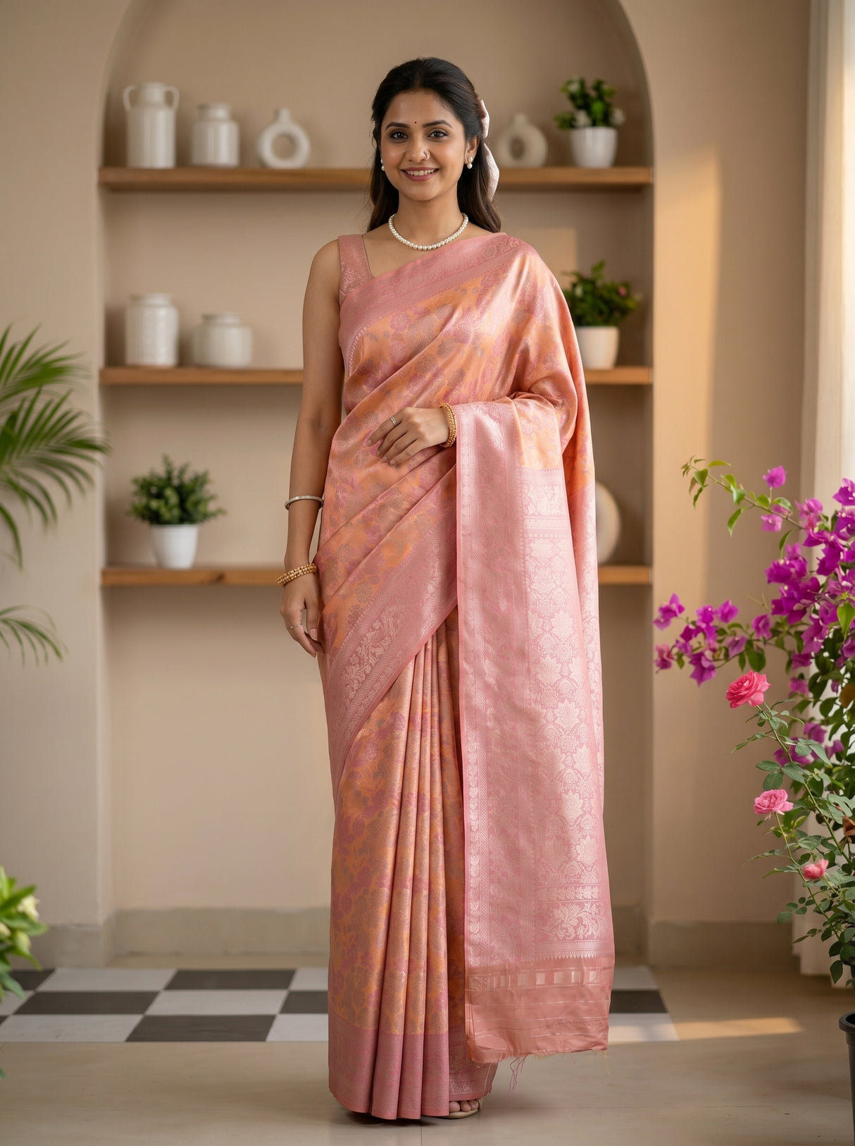 MIMOSA Peach Saree Saree — pose 7 styling detail