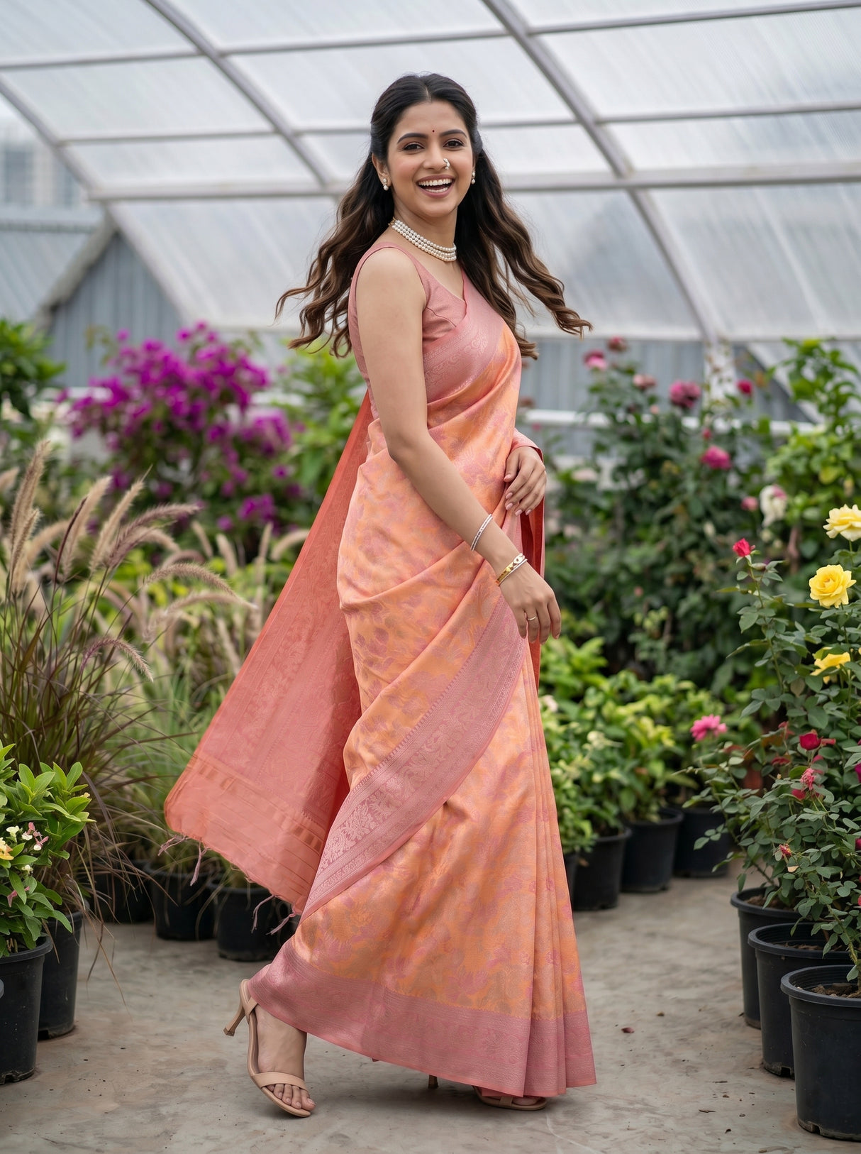 MIMOSA Peach Saree Saree — pose 9 styling detail