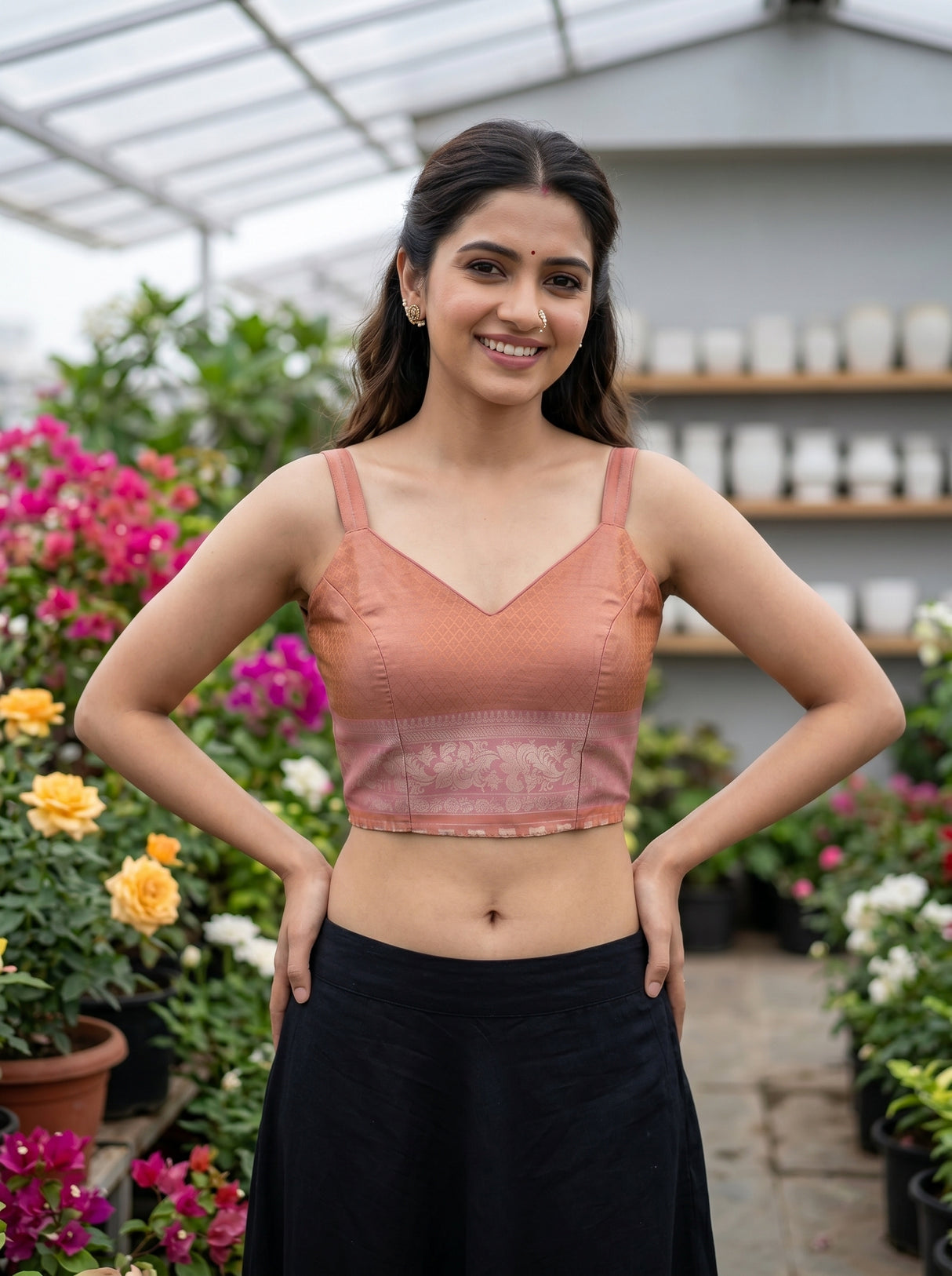 MIMOSA Peach Saree Saree — blouse close-up