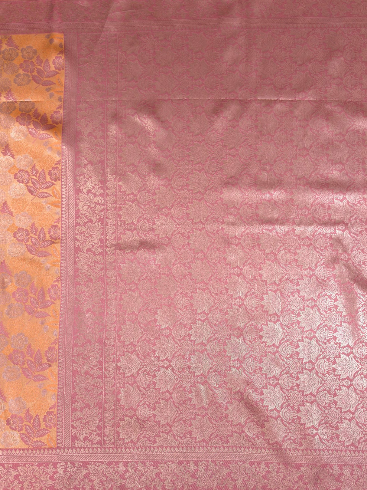 MIMOSA Peach Saree Saree — pallu and zari work detail