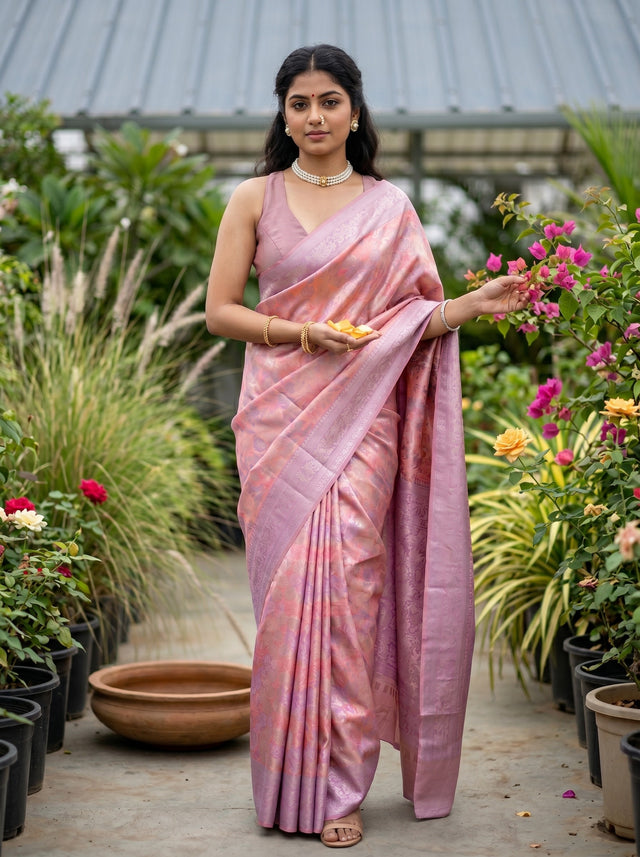 Pink  Saree