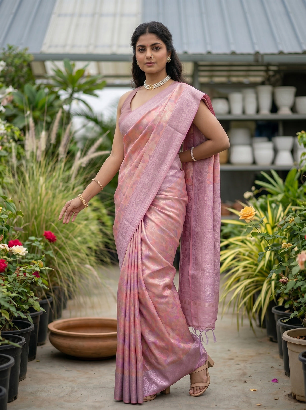 MIMOSA Pink Saree Saree — pose 5 styling detail