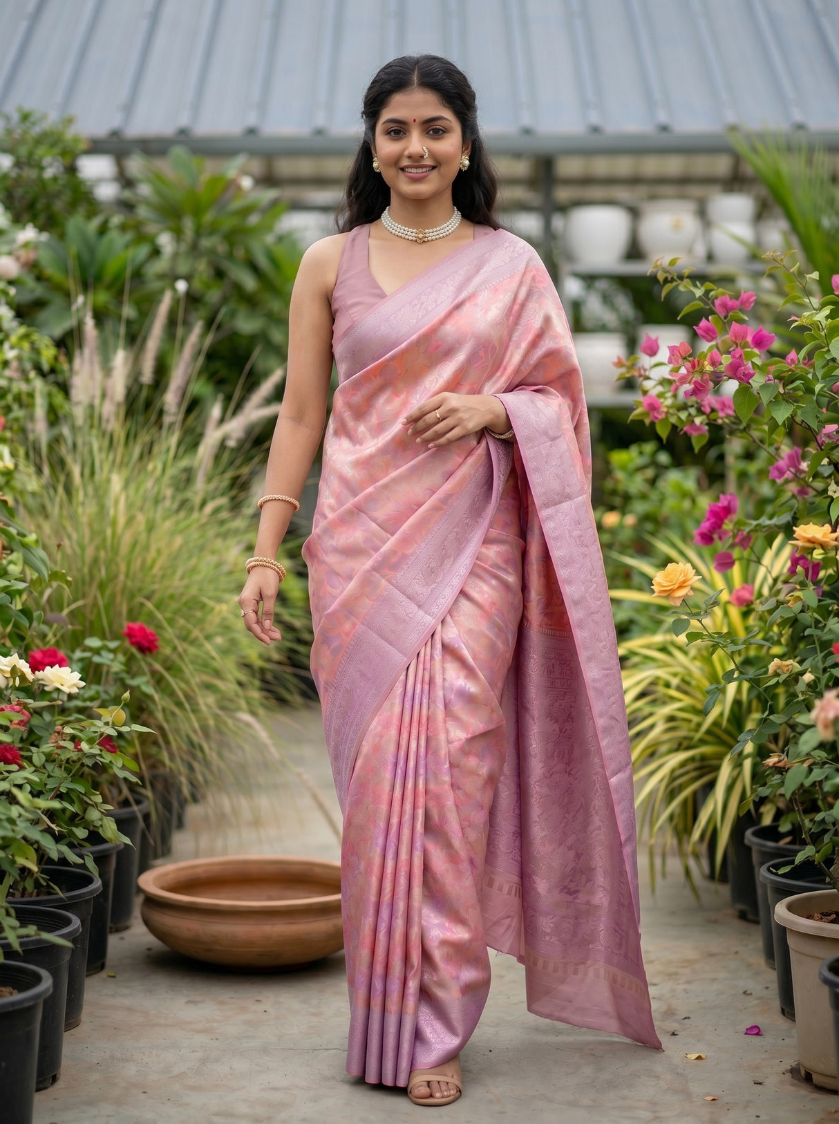 MIMOSA Pink Saree Saree — pose 6 styling detail