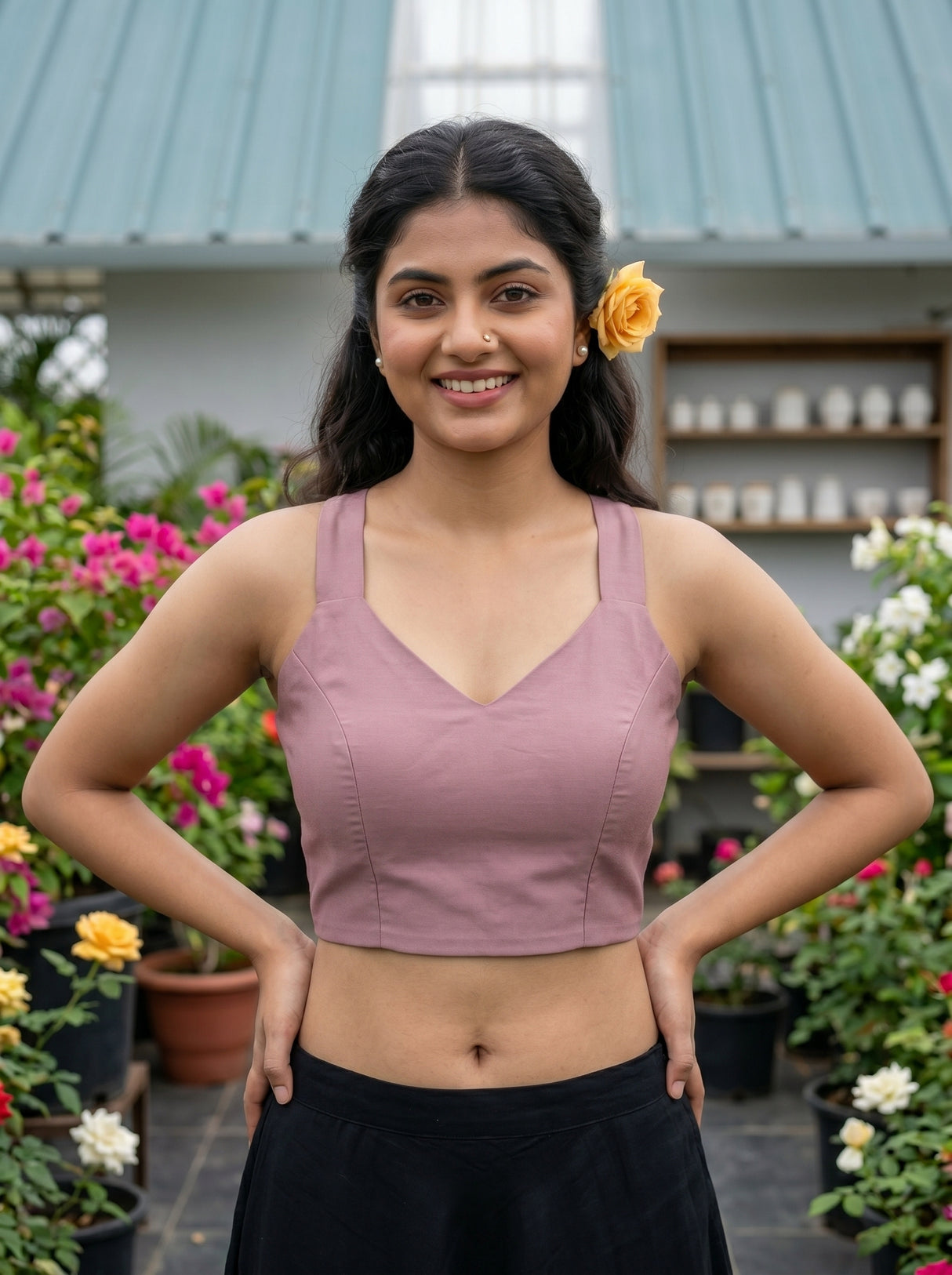 MIMOSA Pink Saree Saree — blouse close-up