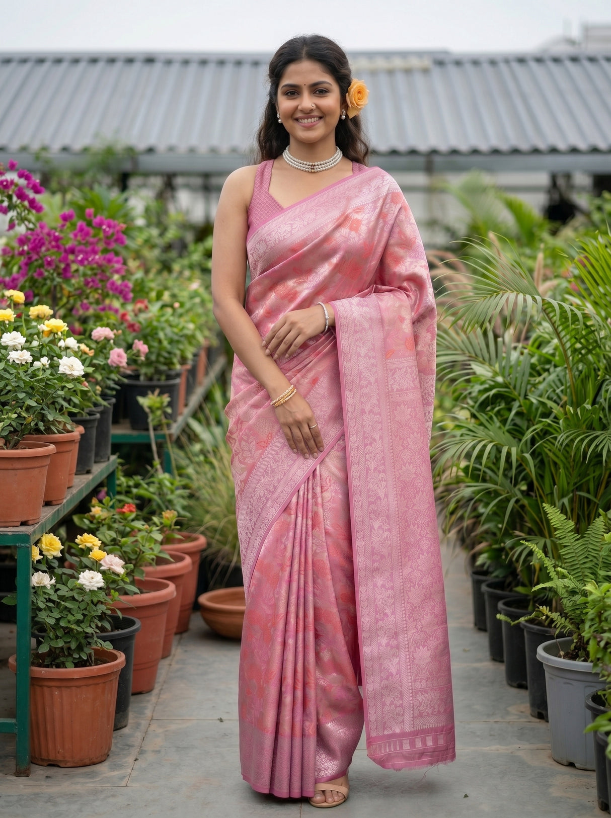 MIMOSA Strawberry Saree Saree — pose 4 styling detail