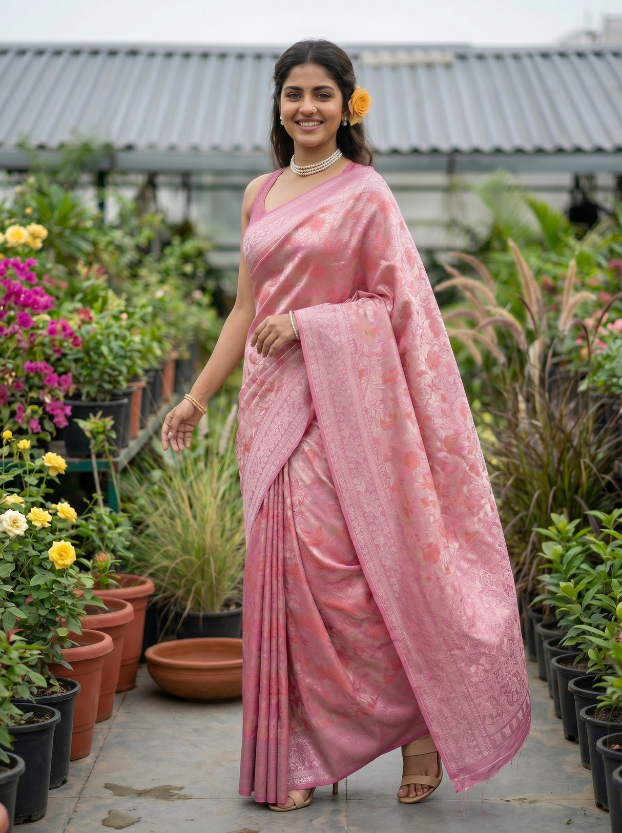 MIMOSA Strawberry Saree Saree — pose 5 styling detail