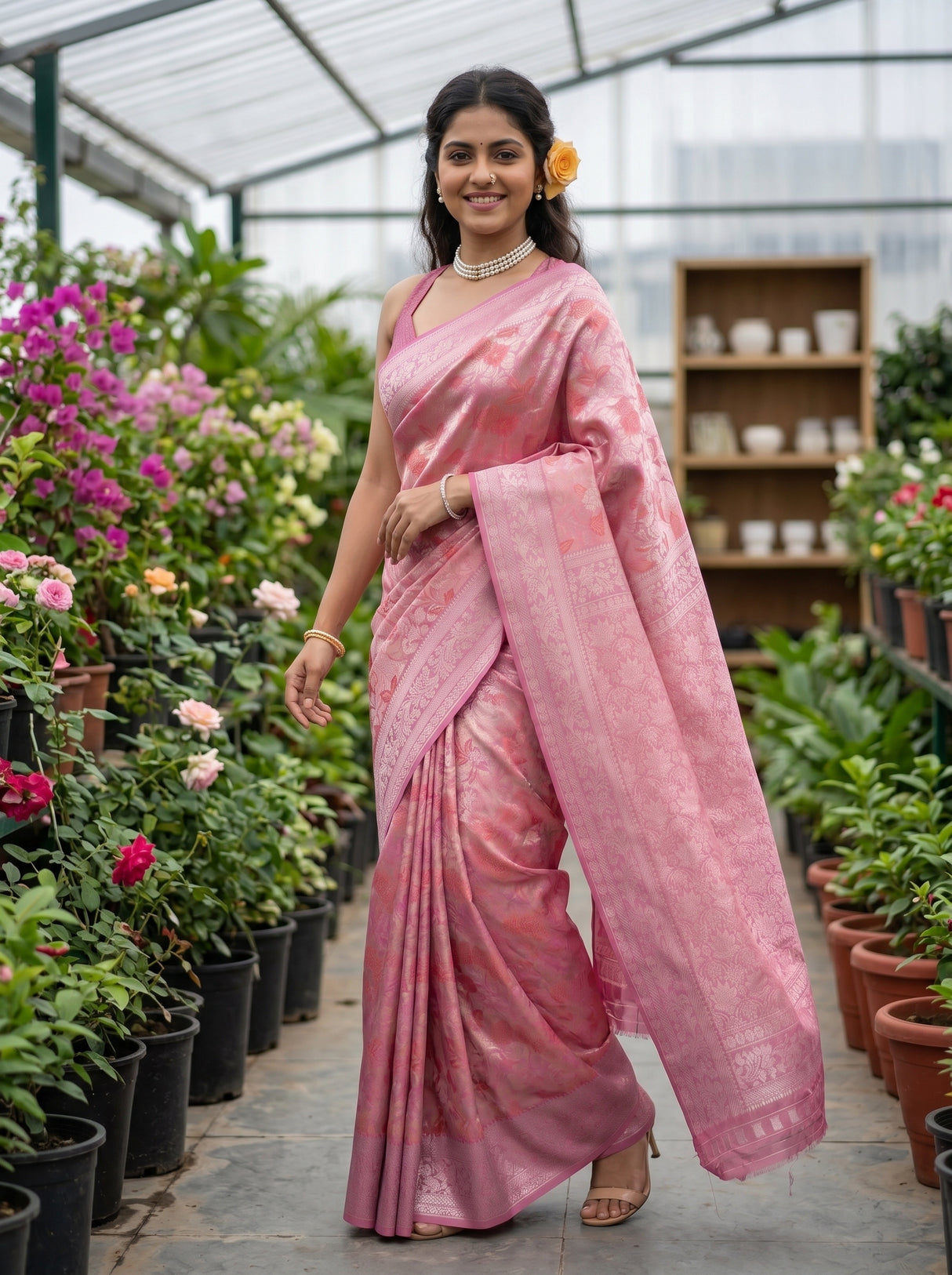 MIMOSA Strawberry Saree Saree — pose 9 styling detail