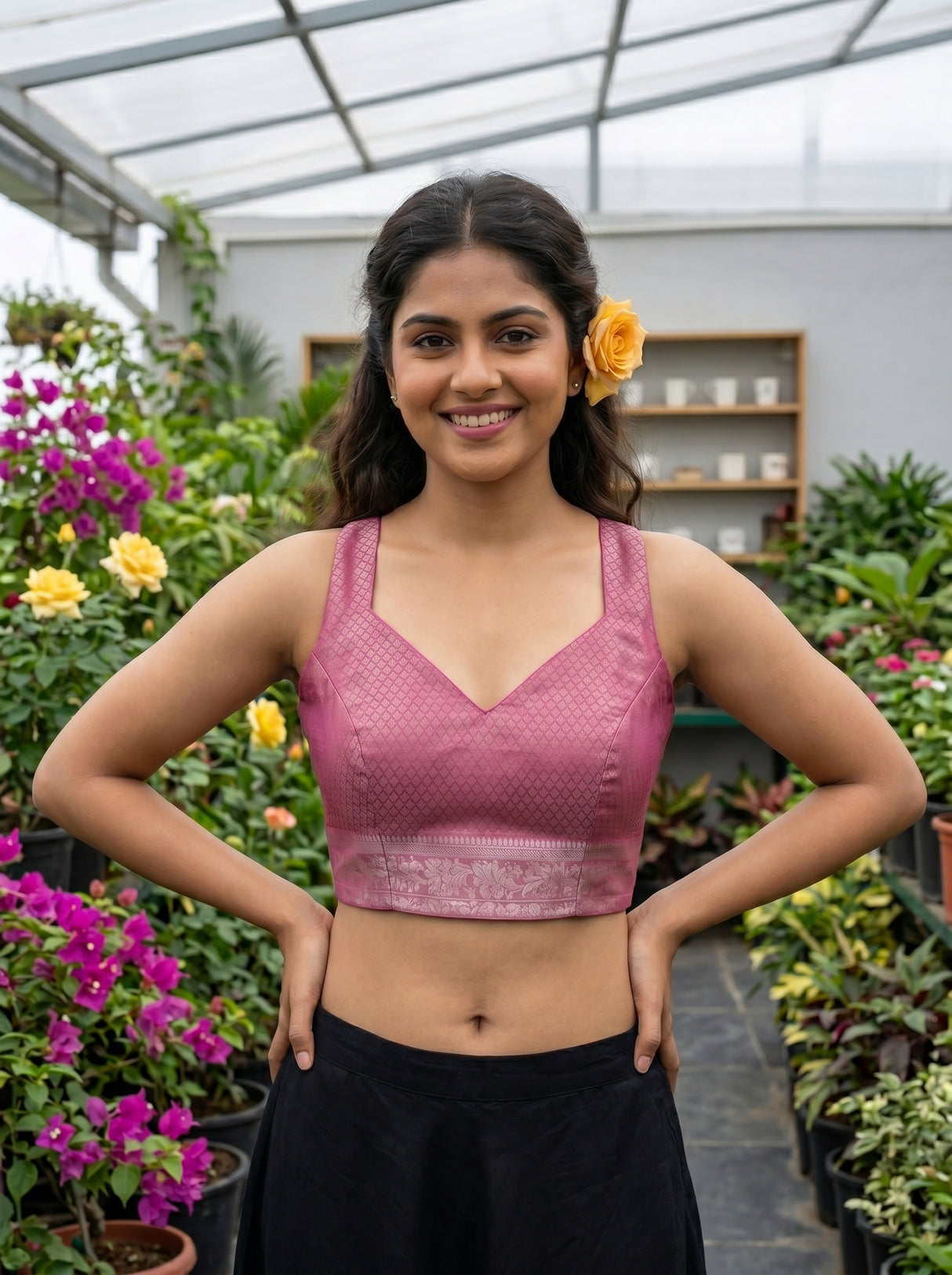 MIMOSA Strawberry Saree Saree — blouse close-up