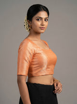 MIMOSA Chikoo Kanjivaram Art Silk Saree — blouse close-up