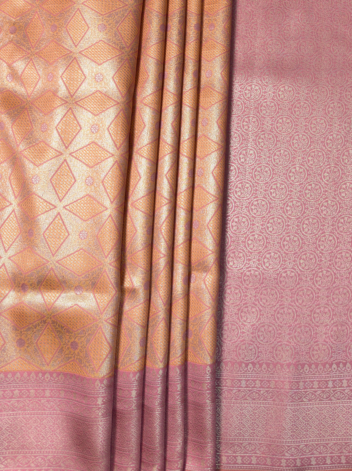 MIMOSA Peach Kanjivaram Art Silk Saree — fleets shot full lifestyle