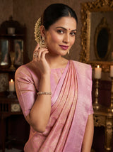 MIMOSA Pink Kanjivaram Art Silk Saree — pose 10 styling detail