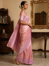 MIMOSA Pink Kanjivaram Art Silk Saree — detailed view of the border