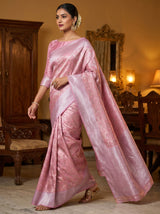 MIMOSA Pink Kanjivaram Art Silk Saree — pose 7 styling detail