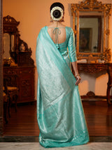 MIMOSA Rama Kanjivaram Art Silk Saree — close-up of the blouse and pallu