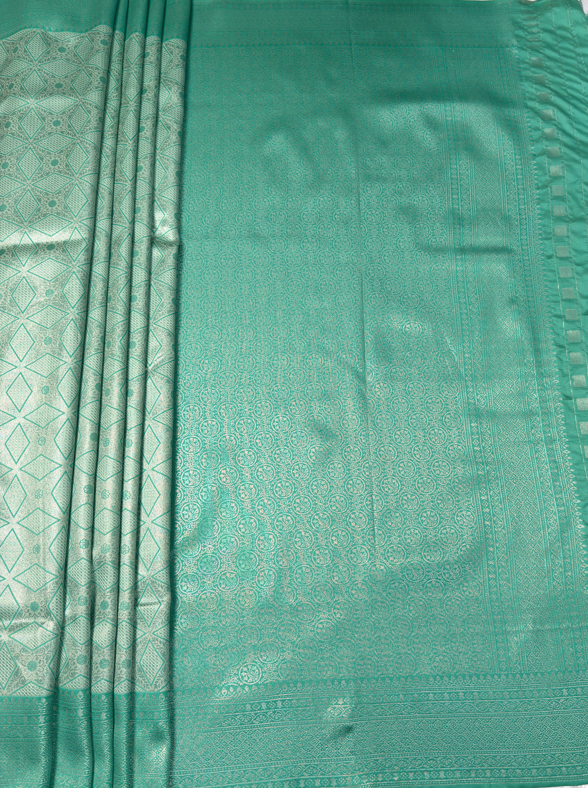 MIMOSA Rama Kanjivaram Art Silk Saree — pallu and zari work detail