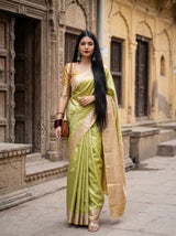 MIMOSA Olive Kanjivaram Art Silk Saree — full length view