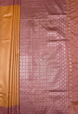 MIMOSA Peach Kanjivaram Art Silk Saree — pallu and zari work detail