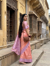 MIMOSA Pink Kanjivaram Art Silk Saree — view of the pallu and body