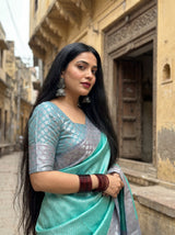 MIMOSA Rama Kanjivaram Art Silk Saree — pose 10 styling detail