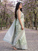 MIMOSA Olive Kanjivaram Art Silk Saree — pallu detail