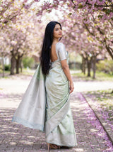 MIMOSA Olive Kanjivaram Art Silk Saree — pose 6 styling detail