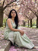MIMOSA Olive Kanjivaram Art Silk Saree — pose 8 styling detail