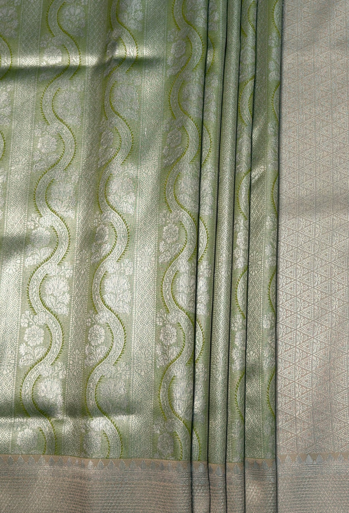 MIMOSA Olive Kanjivaram Art Silk Saree — fleets shot full lifestyle