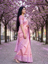 MIMOSA Pink Kanjivaram Art Silk Saree — pallu detail