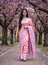 MIMOSA Pink Kanjivaram Art Silk Saree — pose 5 styling detail