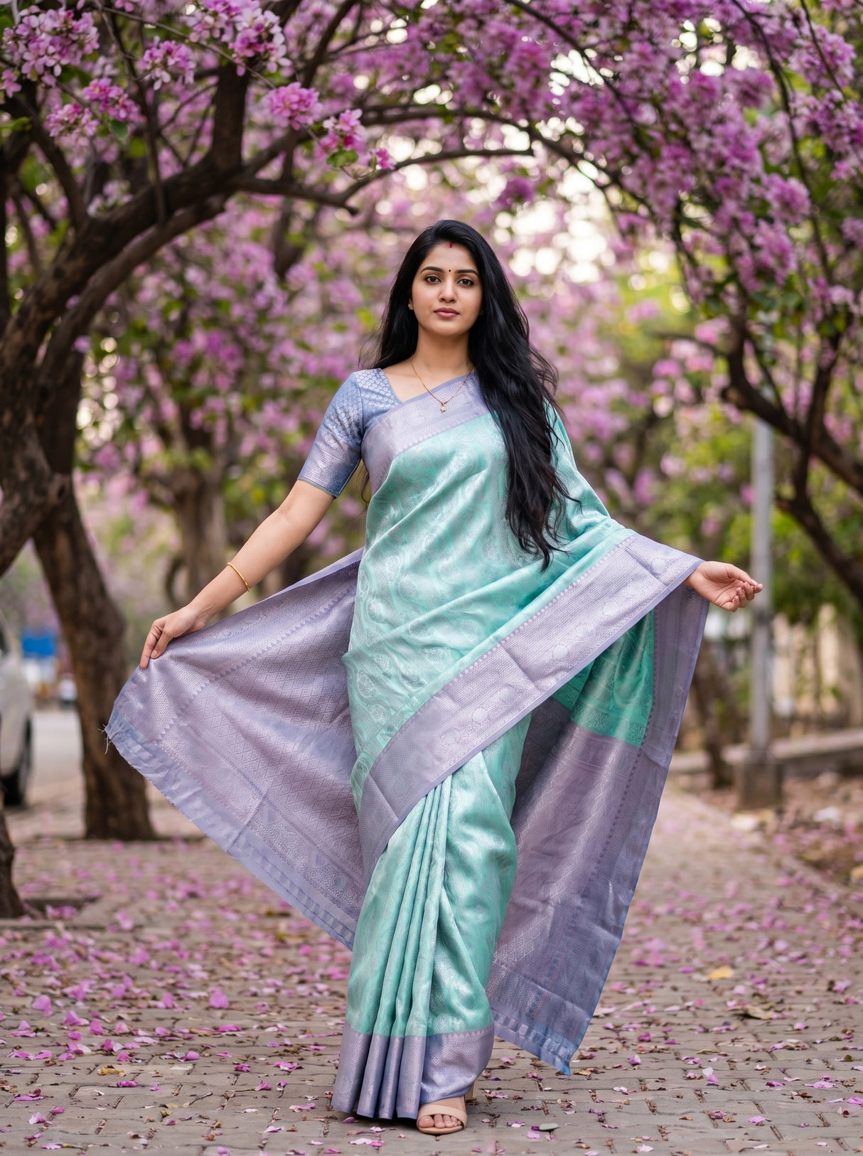 MIMOSA Rama Kanjivaram Art Silk Saree — pose 9 styling detail