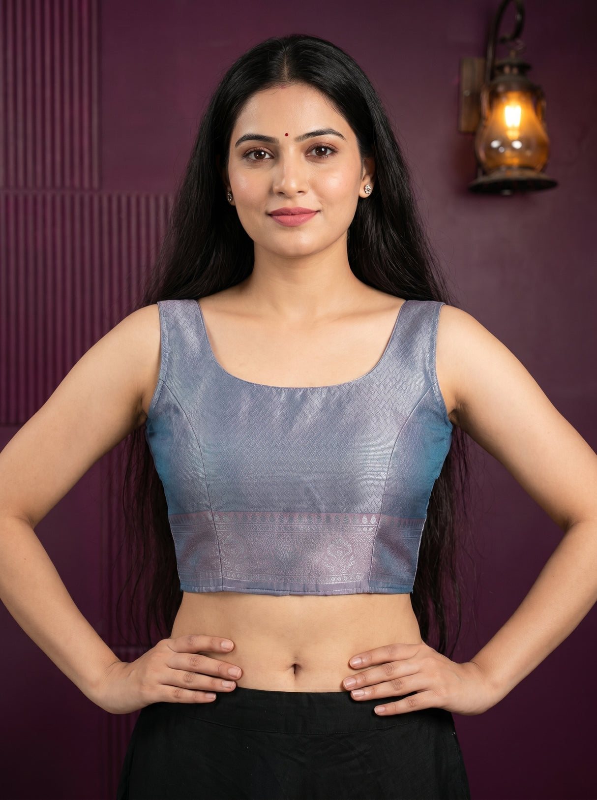 MIMOSA Rama Kanjivaram Art Silk Saree — blouse close-up