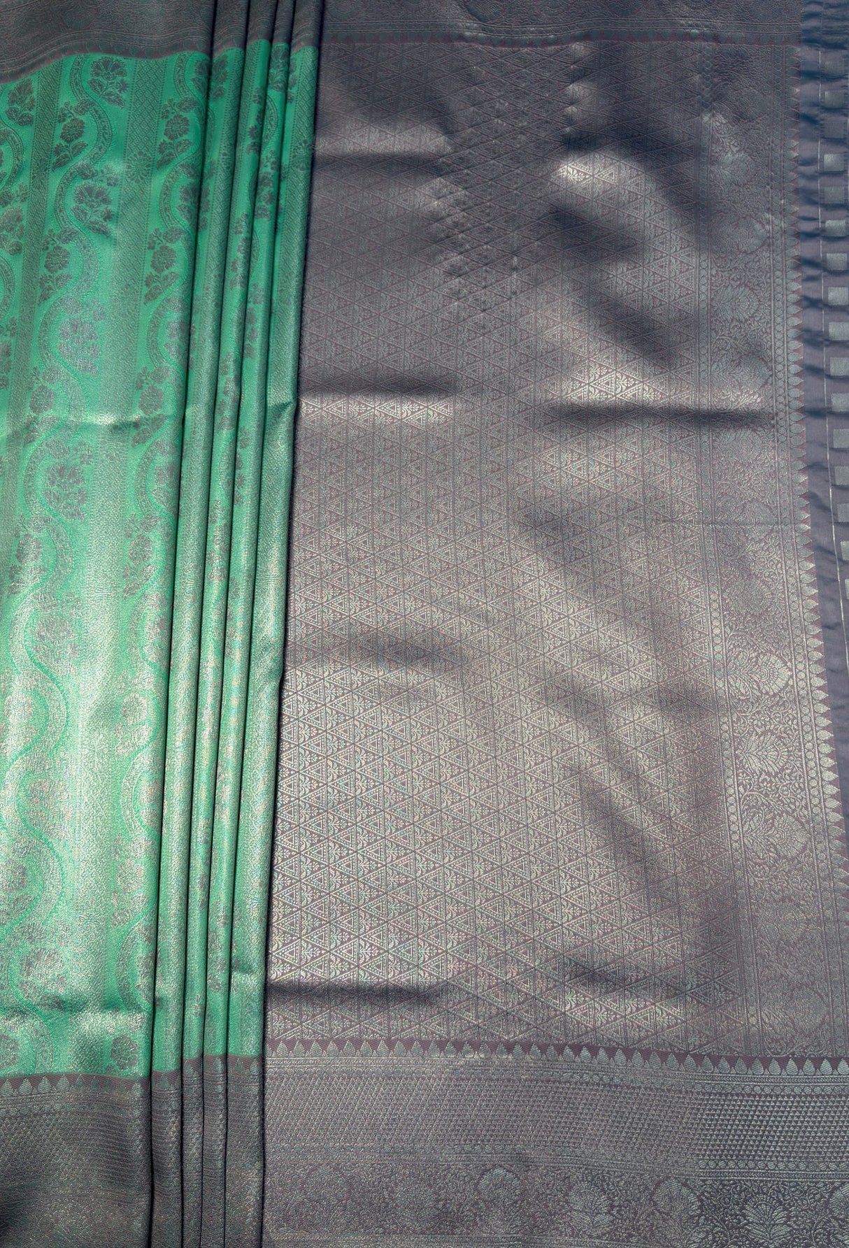 MIMOSA Rama Kanjivaram Art Silk Saree — pallu and zari work detail