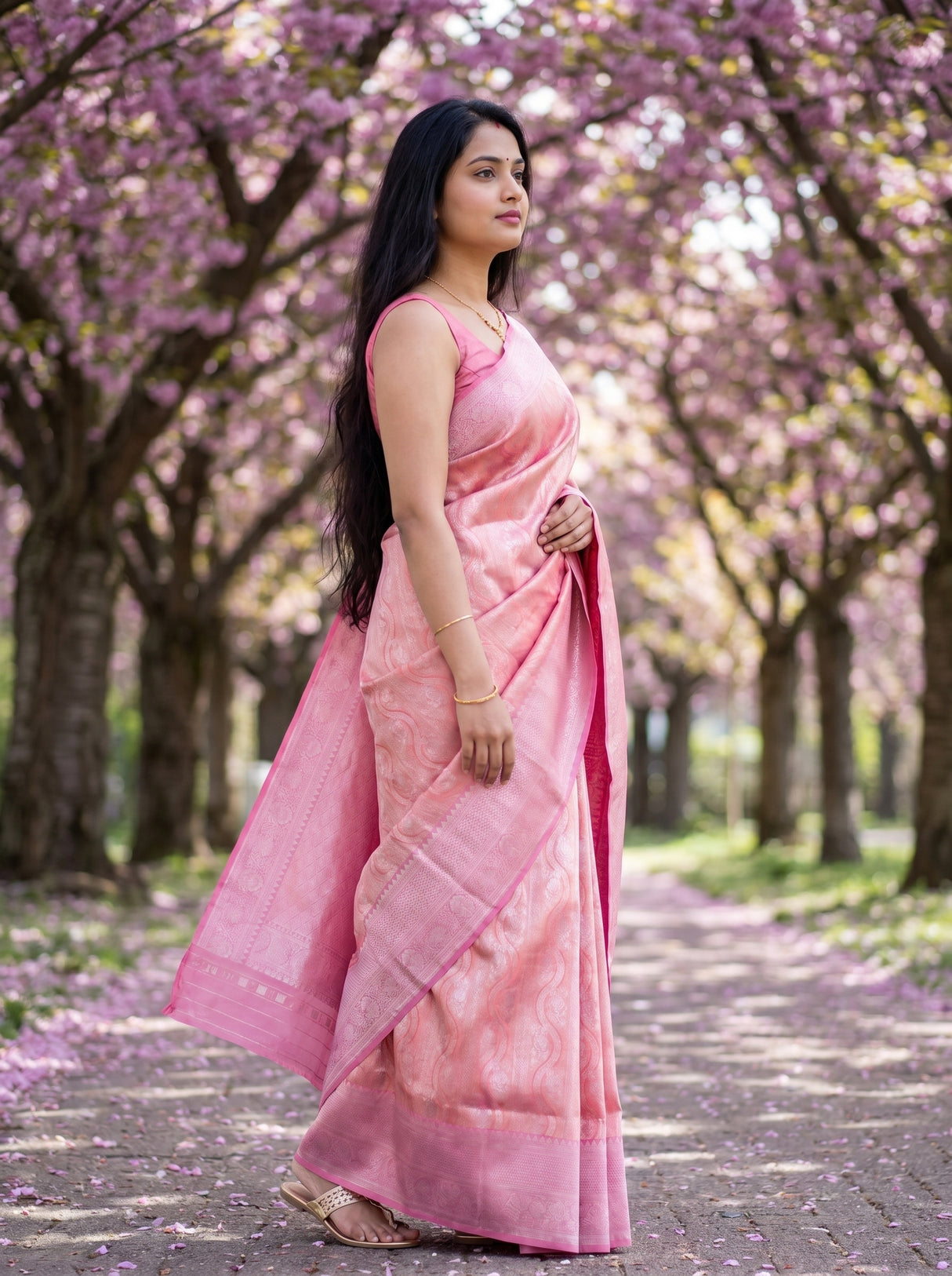 MIMOSA Strawberry Kanjivaram Art Silk Saree — pallu detail