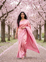 MIMOSA Strawberry Kanjivaram Art Silk Saree — pose 5 styling detail
