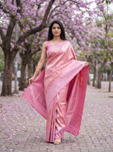 MIMOSA Strawberry Kanjivaram Art Silk Saree — pose 9 styling detail