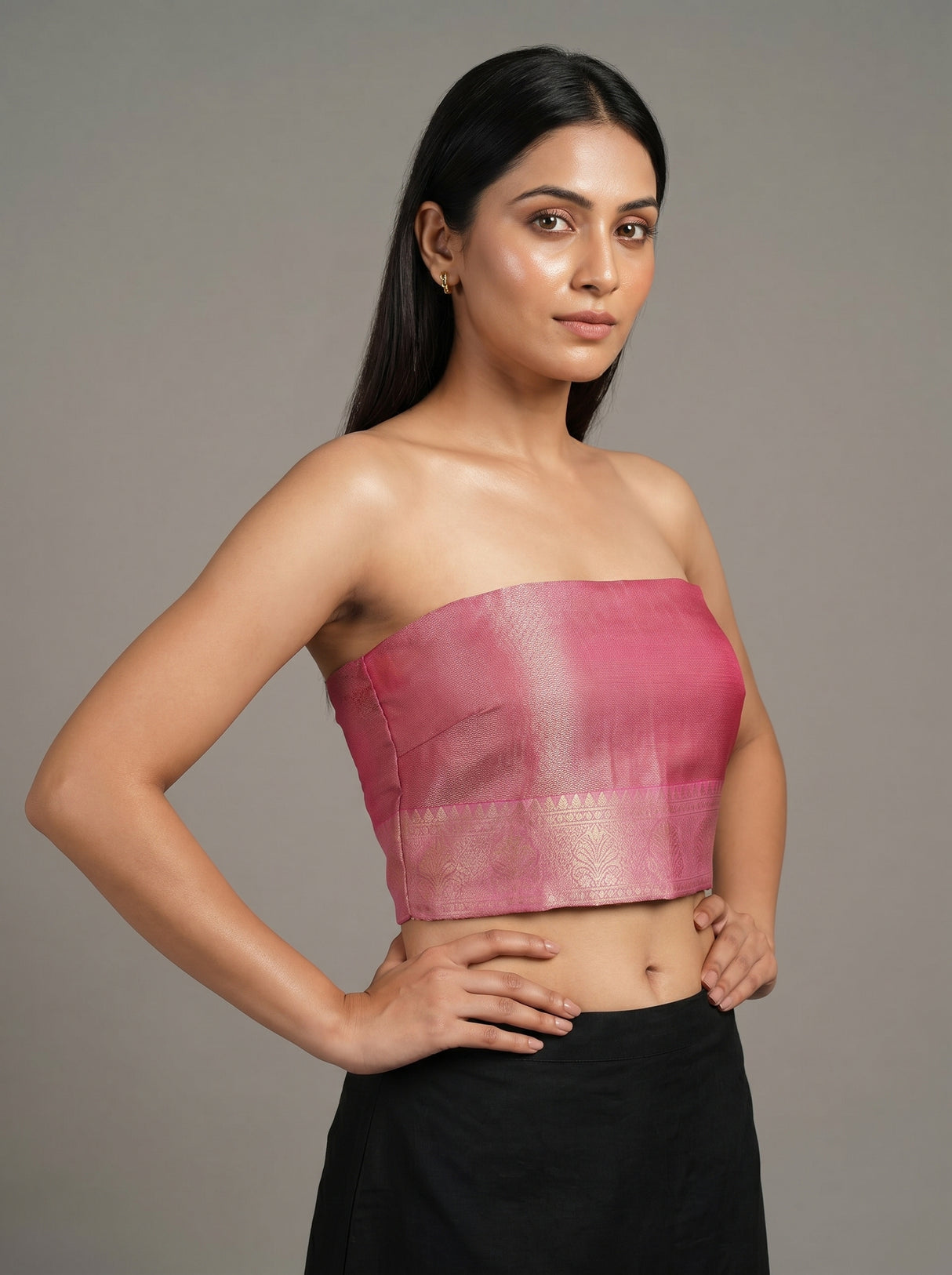 MIMOSA Strawberry Kanjivaram Art Silk Saree — blouse close-up