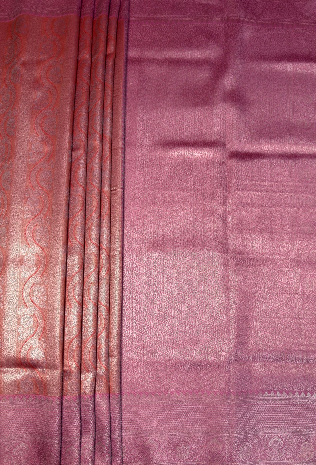 MIMOSA Strawberry Kanjivaram Art Silk Saree — pallu and zari work detail