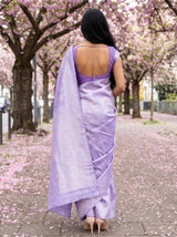 MIMOSA Violet Kanjivaram Art Silk Saree with Violet border — close up