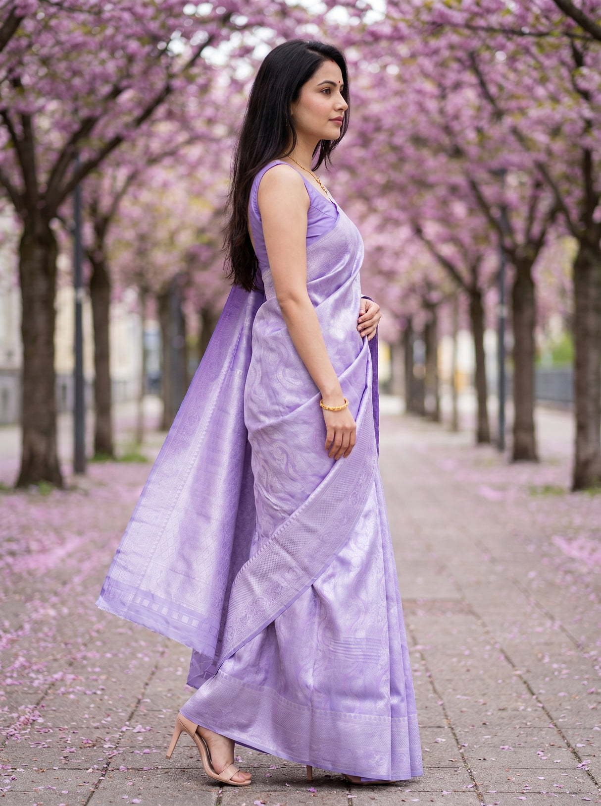 MIMOSA Violet Kanjivaram Art Silk Saree — pallu detail