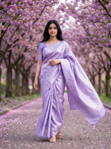 MIMOSA Violet Kanjivaram Art Silk Saree — pose 5 styling detail